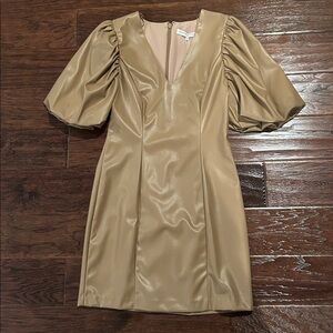 Endless Rose Tan Puff Sleeve Dress